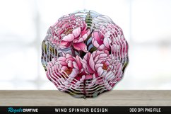 Stained Glass Peony Flowers Wind Spinner Sublimation PNG Product Image 1