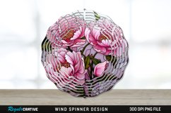Stained Glass Peony Flowers Wind Spinner Sublimation PNG Product Image 1