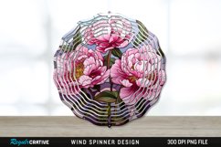 Stained Glass Peony Flowers Wind Spinner Sublimation PNG Product Image 1
