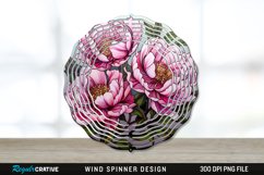 Stained Glass Peony Flowers Wind Spinner Sublimation PNG Product Image 1