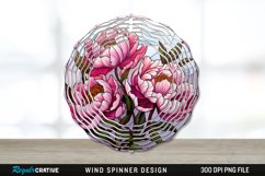 Stained Glass Peony Flowers Wind Spinner Sublimation PNG Product Image 1