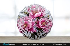 Stained Glass Peony Flowers Wind Spinner Sublimation PNG Product Image 1