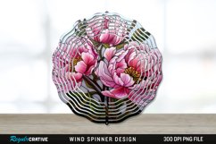 Stained Glass Peony Flowers Wind Spinner Sublimation PNG Product Image 1