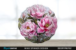 Stained Glass Peony Flowers Wind Spinner Sublimation PNG Product Image 1