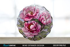 Stained Glass Peony Flowers Wind Spinner Sublimation PNG Product Image 1