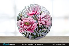 Stained Glass Peony Flowers Wind Spinner Sublimation PNG Product Image 1