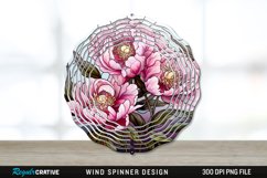 Stained Glass Peony Flowers Wind Spinner Sublimation PNG Product Image 1