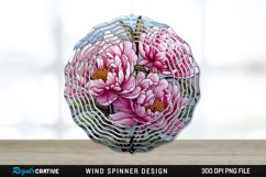 Stained Glass Peony Flowers Wind Spinner Sublimation PNG Product Image 1