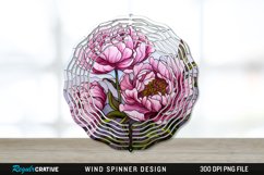 Stained Glass Peony Flowers Wind Spinner Sublimation PNG Product Image 1