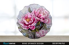 Stained Glass Peony Flowers Wind Spinner Sublimation PNG Product Image 1