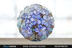 Stained Glass Periwinkle Flowers Flowers Wind Spinner PNG Product Image 1