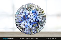 Stained Glass Periwinkle Flowers Flowers Wind Spinner PNG Product Image 1