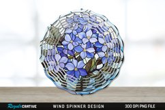 Stained Glass Periwinkle Flowers Flowers Wind Spinner PNG Product Image 1