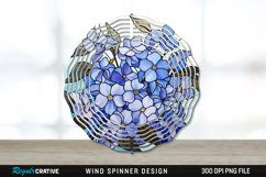Stained Glass Periwinkle Flowers Flowers Wind Spinner PNG Product Image 1