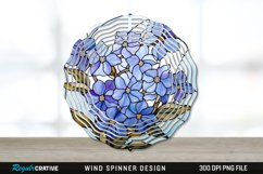 Stained Glass Periwinkle Flowers Flowers Wind Spinner PNG Product Image 1