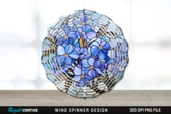 Stained Glass Periwinkle Flowers Flowers Wind Spinner PNG Product Image 1