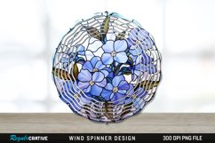 Stained Glass Periwinkle Flowers Flowers Wind Spinner PNG Product Image 1