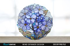 Stained Glass Periwinkle Flowers Flowers Wind Spinner PNG Product Image 1