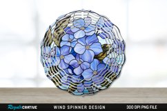 Stained Glass Periwinkle Flowers Flowers Wind Spinner PNG Product Image 1