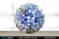 Stained Glass Periwinkle Flowers Flowers Wind Spinner PNG Product Image 1