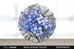 Stained Glass Periwinkle Flowers Flowers Wind Spinner PNG Product Image 1