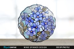 Stained Glass Periwinkle Flowers Flowers Wind Spinner PNG Product Image 1