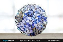 Stained Glass Periwinkle Flowers Flowers Wind Spinner PNG Product Image 1