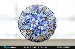 Stained Glass Periwinkle Flowers Flowers Wind Spinner PNG Product Image 1