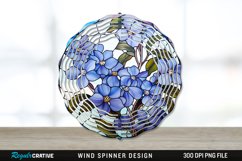 Stained Glass Periwinkle Flowers Flowers Wind Spinner PNG Product Image 1