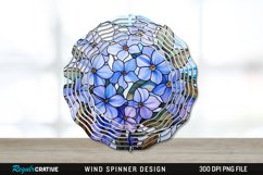 Stained Glass Periwinkle Flowers Flowers Wind Spinner PNG Product Image 1