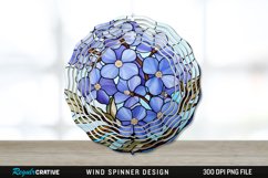 Stained Glass Periwinkle Flowers Flowers Wind Spinner PNG Product Image 1