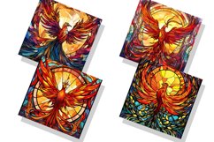 Stained Glass Phoenix Bird Digital Paper Watercolor Bundle Product Image 2