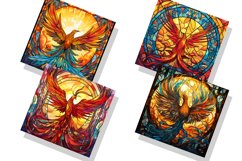 Stained Glass Phoenix Bird Digital Paper Watercolor Bundle Product Image 3