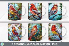 Bundle of six Painted Glass Pine Grosbeaks Mug Wrap designs.