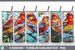 Bundle of six Painted Glass Pine Grosbeaks Tumbler designs.