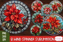 Stained glass Poinsettia wind spinner Christmas PNG Bundle Product Image 1