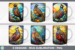 Bundle of six Painted Glass Quails Mug Wrap designs.