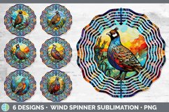 Bundle of six Painted Glass Quails Wind Spinner designs.