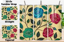 seamless tumbler wrap, glass floral design, jewel tone wrap, lead line details, cathedral window style, 20oz skinny tumbler, tapered tumbler wrap, straight tumbler design, ecclesiastical rose art, seamless church design,