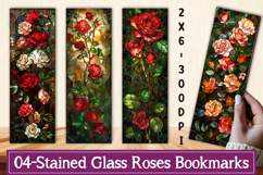 Stained Glass Roses Printable Bookmarks Product Image 1