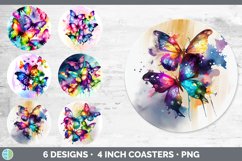 Bundle of six Painted Glass Rottweilers Round Coaster designs.