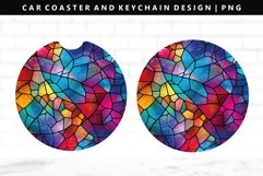 Stained Glass Keychain And Car Coaster Sublimation Design Product Image 1