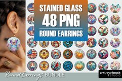 Stained Glass Round Earrings Bundle Sublimation Designs