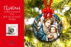 Stained Glass Round Ornament Sublimation PNG Product Image 1