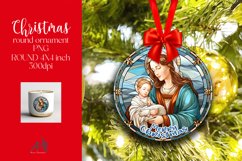 Stained Glass Round Ornament Sublimation PNG Product Image 1