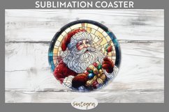 Stained Glass Santa Claus Round Coaster Sublimation Product Image 1