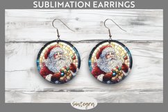 Stained Glass Santa Claus Round Earrings Sublimation Product Image 1