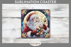 Stained Glass Santa Claus Square Coaster Sublimation Product Image 1