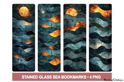 Sea Bookmarks PNG Printable | Vintage Stained Glass Ocean Product Image 1