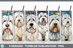 Bundle of six Painted Glass Sheepdogs Tumbler designs.